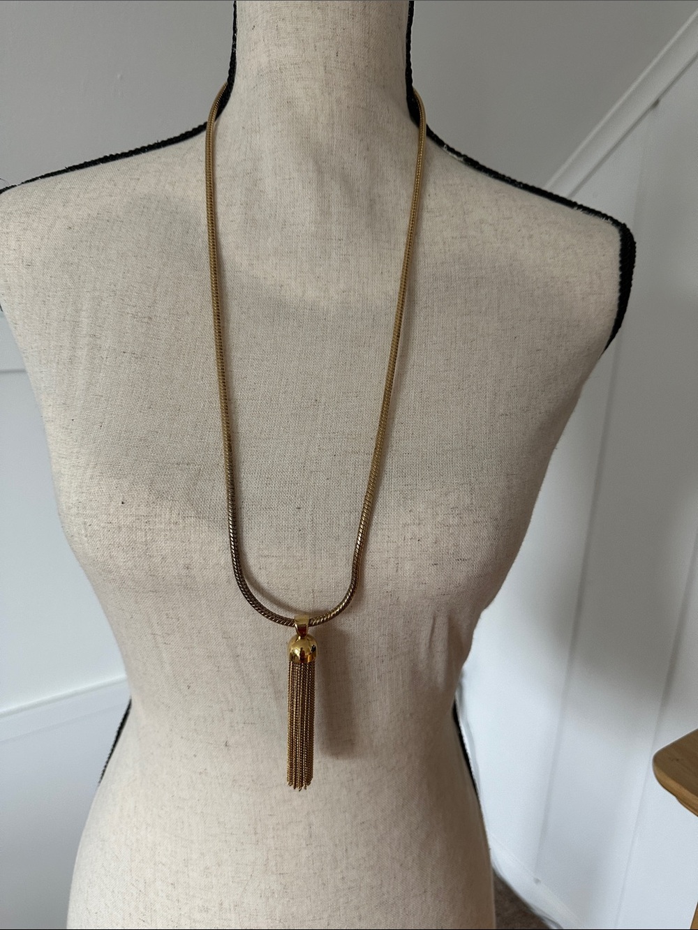Gold Tassel Long Pendant Necklace - Women Jewelry